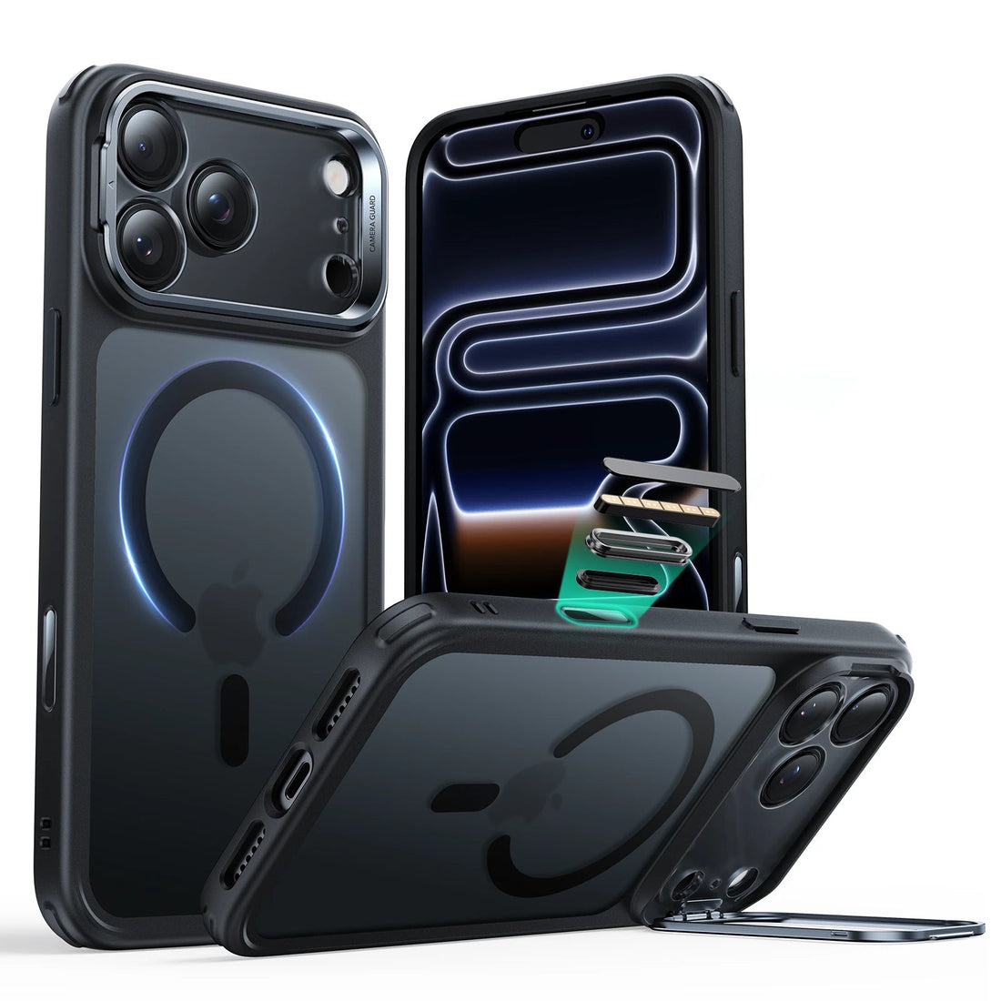 iPhone 17 Pro Classic Hybrid Magnetic Case (Camera Control, Stash Stand) - Frosted Black ESR ESR