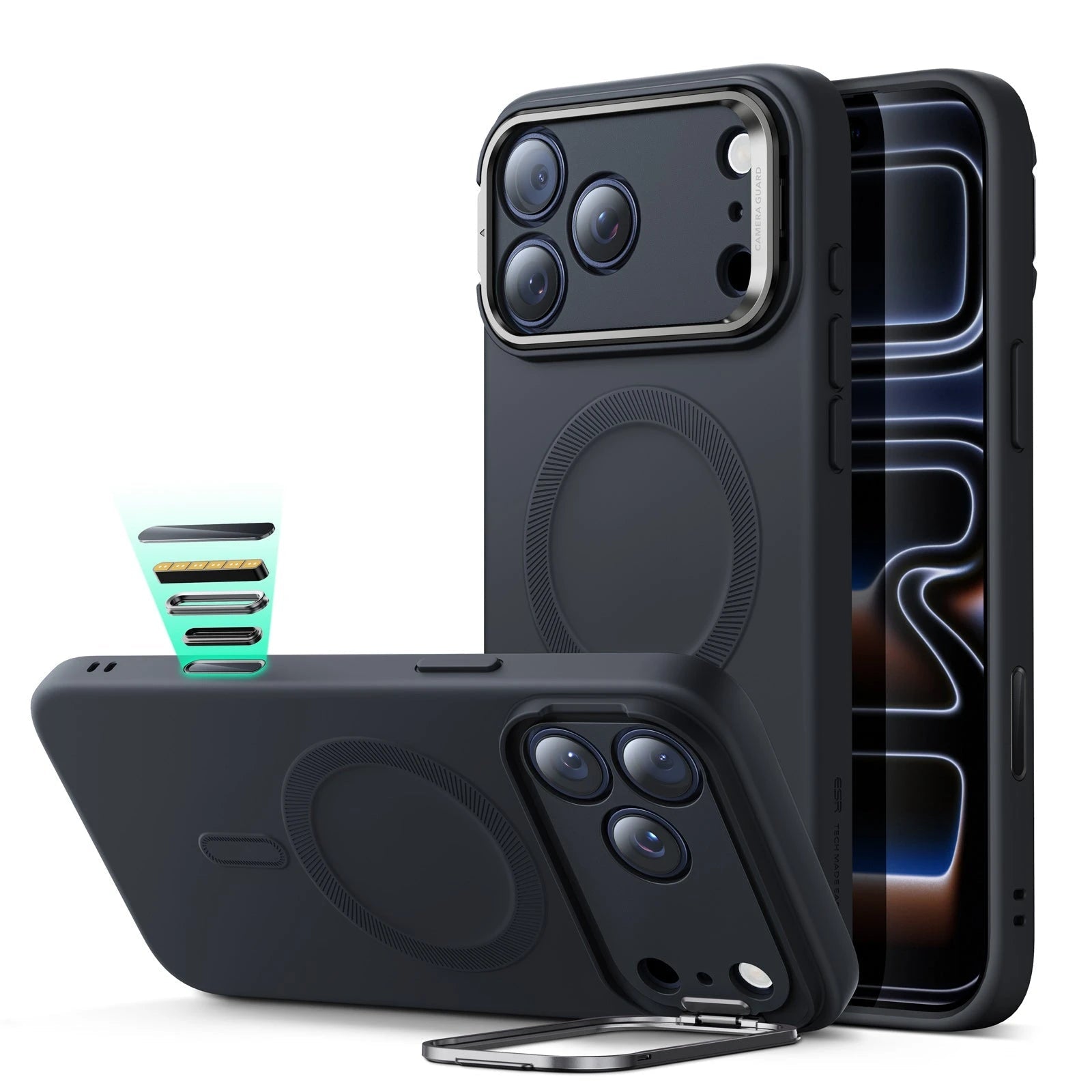 iPhone 17 Pro Cloud Soft Magnetic Case (Camera Control, Stash Stand) - Black ESR ESR
