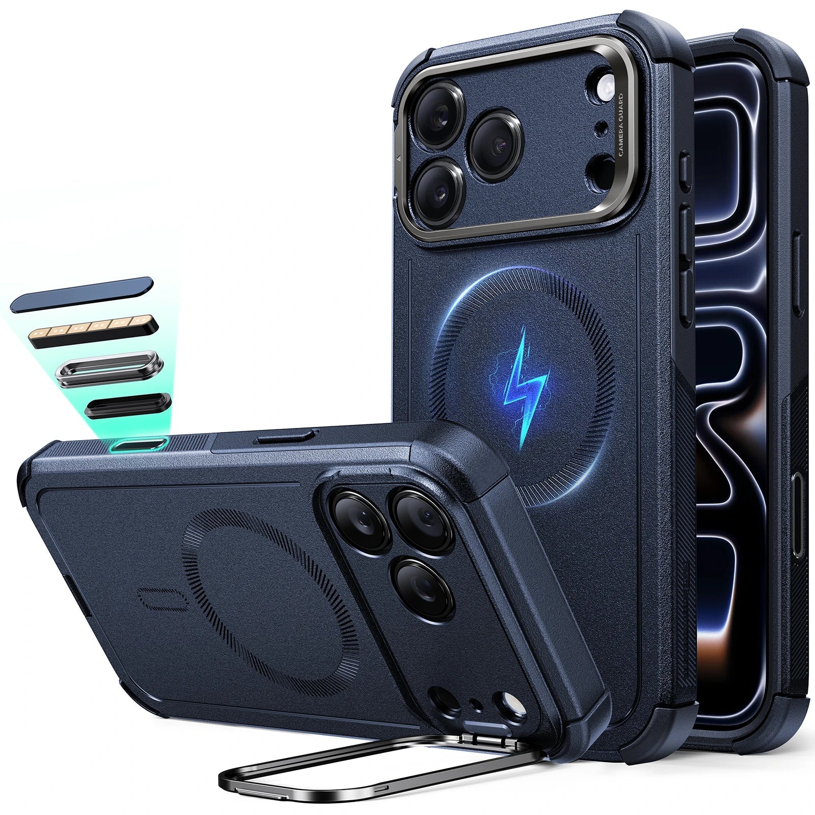 iPhone 17 Pro Cyber Tough Magnetic Case (Camera Control, Stash Stand) - Navy Blue ESR ESR