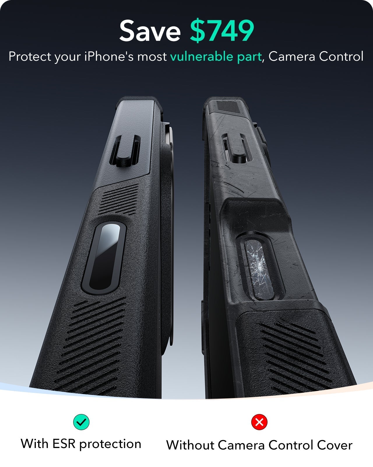 iPhone 16 Cyber Tough Magnetic Case (Camera Control, Stash Stand) - Black ESR ESR