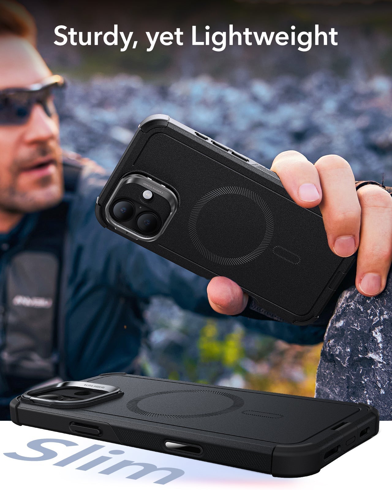 iPhone 16 Cyber Tough Magnetic Case (Camera Control, Stash Stand) - Black ESR ESR