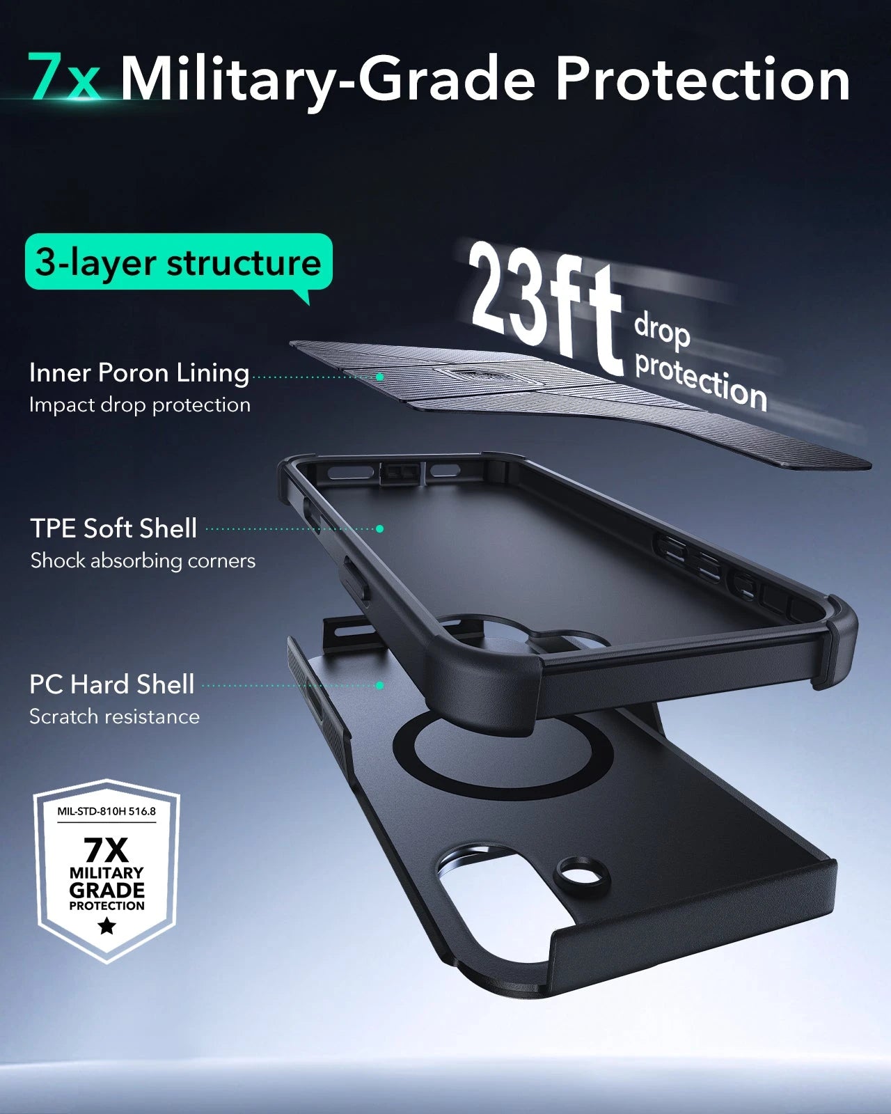 iPhone 16 Plus Cyber Tough Magnetic Case (Camera Control, Stash Stand) - Black ESR ESR