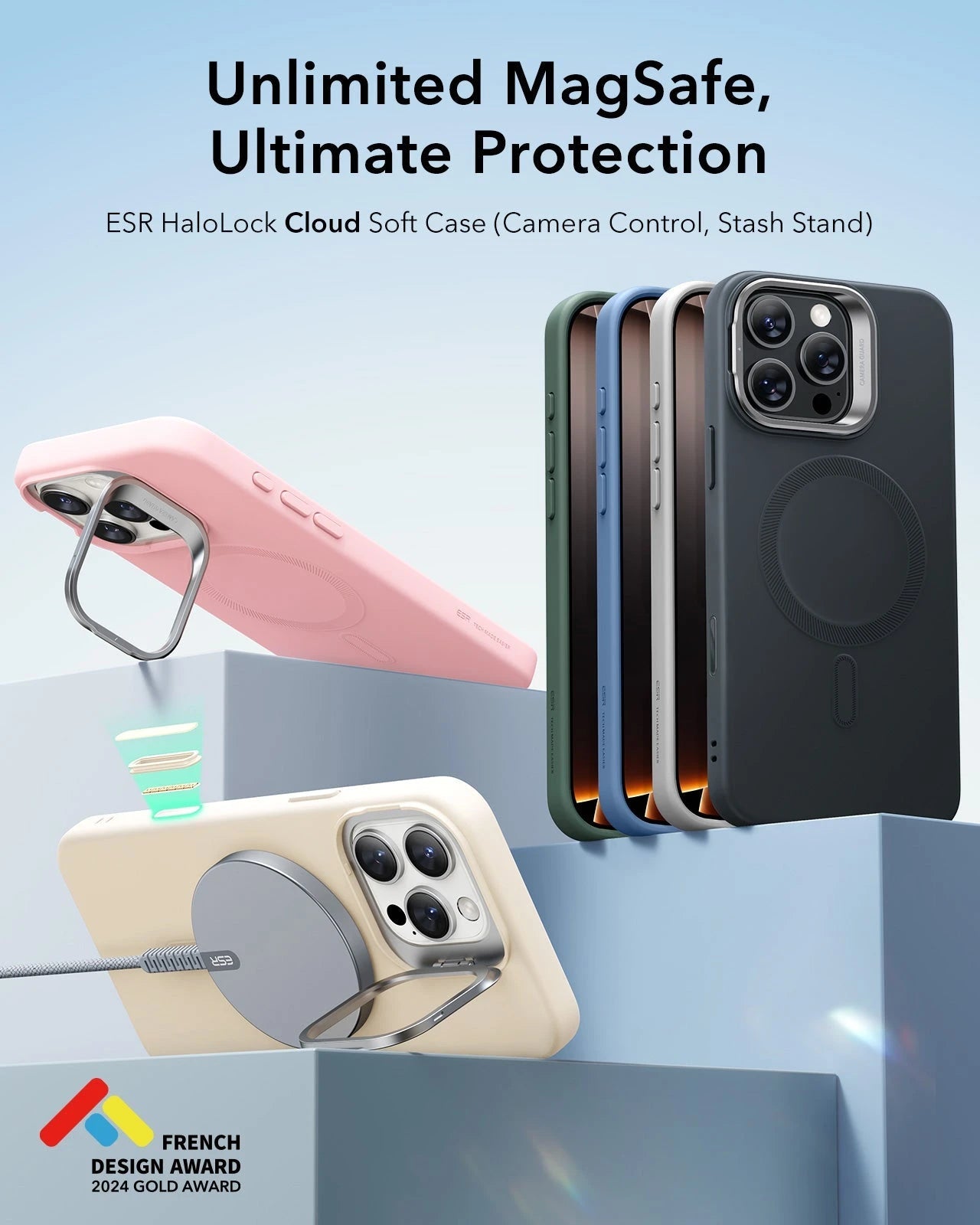 iPhone 16 Pro Max Cloud Soft Magnetic Case (Camera Control, Stash Stand) - Black ESR ESR