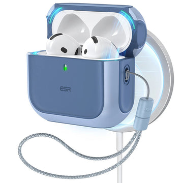 ESR億色 AirPods 4 HaloLock磁電空間 靈盾系列 耳機保護套 霧霾藍