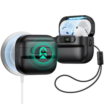 AirPods 5/4 靈護磁吸安全鎖防摔耳機殼｜魔力黑
