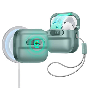 AirPods 5/4 靈護磁吸安全鎖防摔耳機殼｜綠色